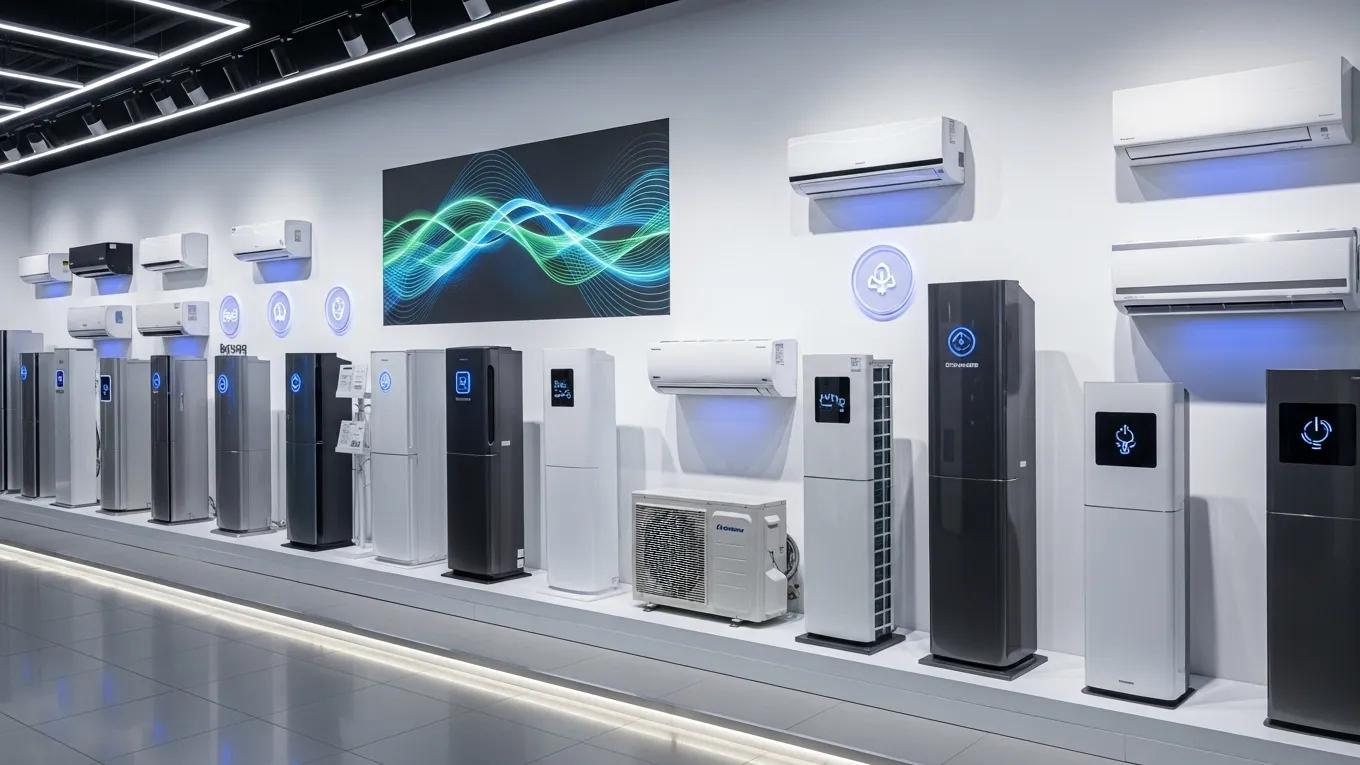 Central Air Conditioning Installation in Calgary, AB 2 Showcase of energy-efficient air conditioning units in a bright showroom